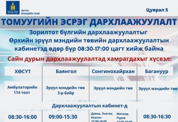 Танилц: Томуугийн эсрэг вакциныг хаана, хэдэн цагт хийж байгаа вэ