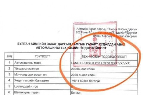 Булган аймгийн Засаг дарга Б.Ариун-Эрдэнэ “Ланд 200“ авахаар тендер зарлажээ