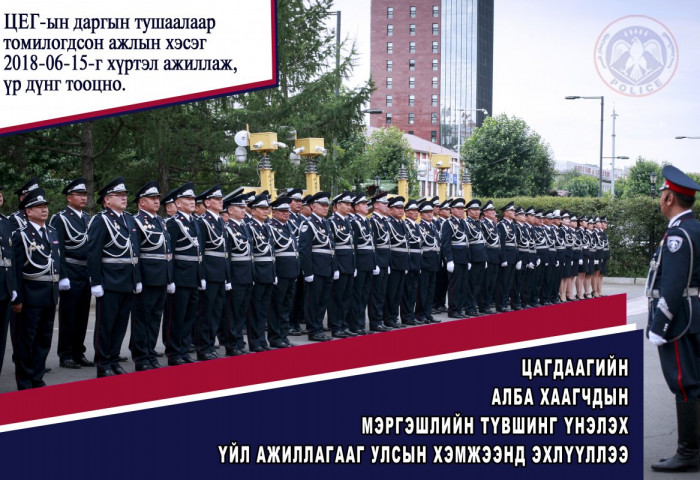 Цагдаагийн алба хаагчдын МЭРГЭШЛИЙН ТҮВШИНГ ҮНЭЛЭХ үйл ажиллагааг УЛСЫН ХЭМЖЭЭНД эхлүүллээ