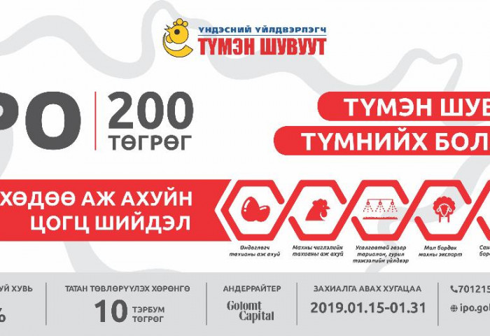 ТҮМЭН ШУВУУТЫН ХУВЬЦААНЫ ЗАХИАЛГЫГ 3 ЦЭГТ АВЧ БАЙНА