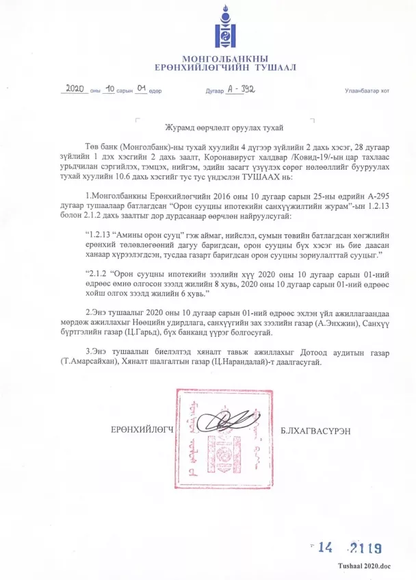 ТАНИЛЦ: Зургаан хувийн ипотекийн зээл олгох журам