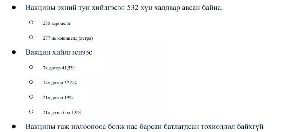 ​Коронавирусийн вакцины эхний тун хийлгэсэн 532 хүн халдвар авчээ