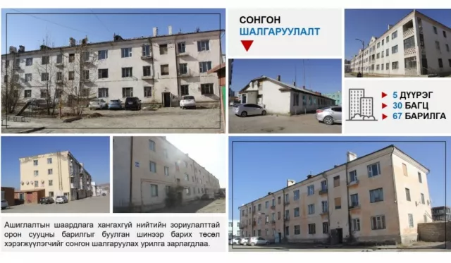 Ашиглалтын шаардлага хангахгүй, хуучин орон сууцыг буулгаж шинээр барих 30 БАЙРШИЛ