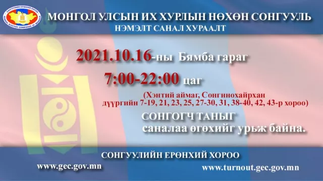 Нөхөн сонгуульд санал өгсөн сонгогчид нэмэлт санал хураалтад оролцохгүй