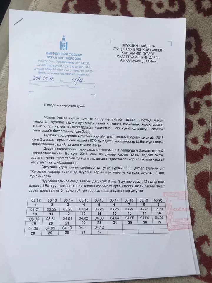 Ш.Батхүүгийн хоригдох хугацаа дууссан ч хууль бусаар хорьж эхэлжээ