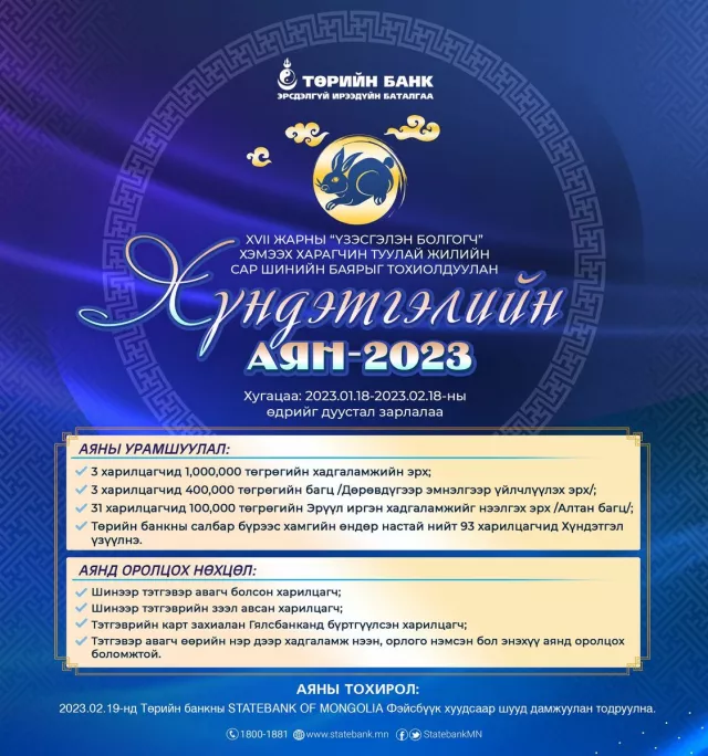 Төрийн банк “Хүндэтгэлийн аян-2023”-аа зарлаж байна