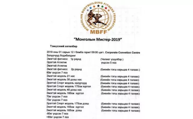 “МОНГОЛЫН МИСТЕР 2019” УЛСЫН АВАРГА ШАЛГАРУУЛАХ ТЭМЦЭЭН МАРГААШ ЭХЭЛНЭ