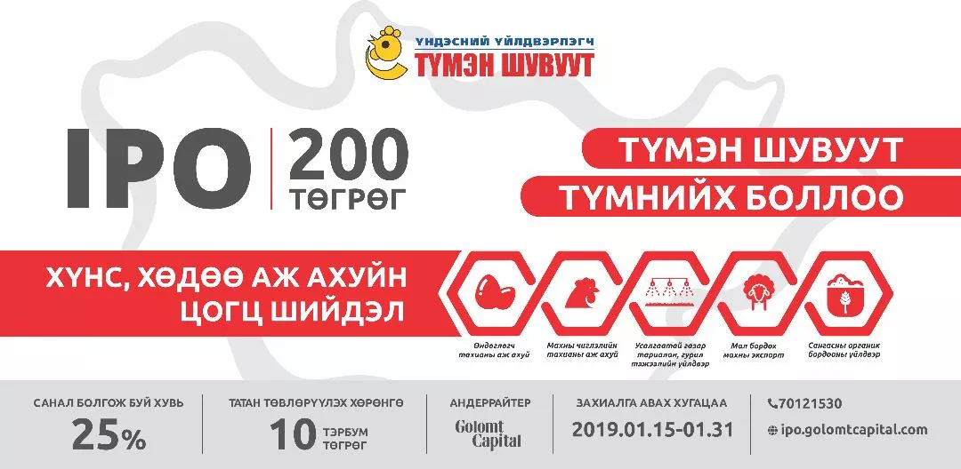 ТҮМЭН ШУВУУТЫН ХУВЬЦААНЫ ЗАХИАЛГЫГ 3 ЦЭГТ АВЧ БАЙНА