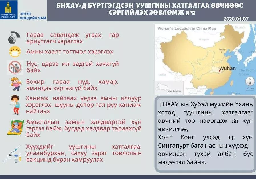 "Шалтгаан тодорхойгүй уушгины хатгалгаа" өвчнөөс сэрэмжлүүлж байна