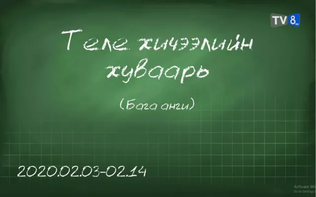 ТАНИЛЦ: Бага ангийн сурагчдад зориулсан теле хичээлийн хуваарь